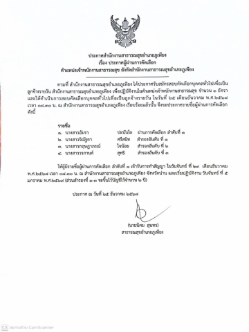 ประกาศผลการสอบคัดเลือก